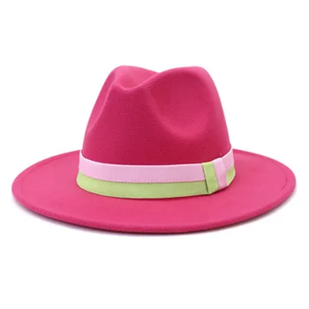 Fedora skrybėlės juosta dryžuotas atsitiktinis lauko papuošti panamas moterų skrybėlės kietas chaki kupranugaris baltos spalvos veltiniai skrybėlės džiazo kepurės vyrų, moterų skrybėlės