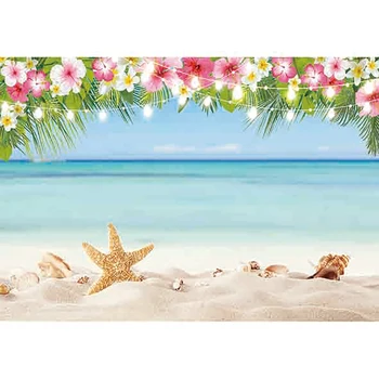 Funnytree Vasarą Tropinės Jūros Paplūdimio Smėlis Žvaigždė Shell Koralų Palmės Medžio Fotografijos Fonas Vaiko Atostogų Akvariumo Fonas