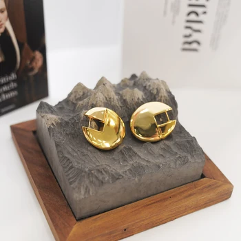 G3 žavesio papuošalai netaisyklingos geometrinės masyviu metaliniu aukso spalvos hoopas auskarai moterims, dovana draugei su dėžute
