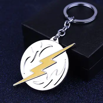 Geltona Flash Pasirašyti Keychain Priedai Filmų Serijos Raktų Žiedas Mados Key Chain Moterims Moteriški