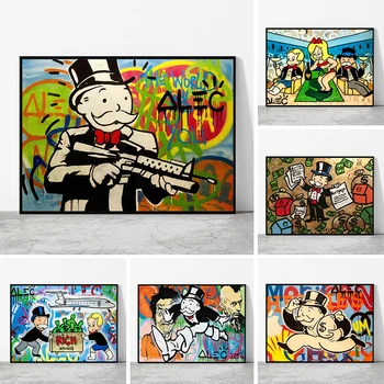 Grafiti Meno Alec Monopolis Tapybos Drobės Gatvės Menas, Plakatų ir grafikos Sienos Menas Nuotraukas Kambarį Cuadros Namų Dekoro