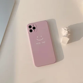 Graži diena laimingas veiduką, silikoninis telefono dėklas skirtas iphone 12 mini pro max 11 xs max xr x 7 8 plius mielas animacinių filmų padengti rubisafe fundas