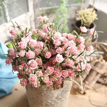 Gražus PE Rose Dirbtinio Šilko Gėlių Netikrą Gėlių Maža Balta Puokštė Namuose Šalis, Vestuvių Dekoravimas Valentino Diena Dekoras