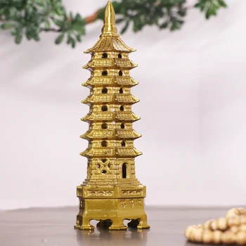 Gryno Vario Aukso Žmogus Cheong Pagoda 6.7-colių Fengshui Pagoda Statula Office papuošalų kolekcija dovanos, padėkos