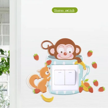 Gyvūnų beždžionė padengti animacinių filmų svetainė, miegamasis apdailos 3D Silikono siena-išjungimo jungiklis, šviesos, šviesos sienos angos įklija