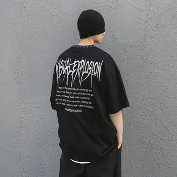 Hip-Hop Streetwear Black Marškinėliai 2021 Vyrų Laišką, Siuvinėjimas, Marškinėliai Harajuku Medvilnės Atsitiktinis Marškinėlius trumpomis Rankovėmis Viršūnes Tees WQ417