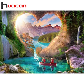 Huacan 5d Diamond Tapyba Visą Gręžimo Kvadratinių Širdies Kraštovaizdžio Mozaikos Gamtos Peizažai Rankų darbo Dovana, Namų Puošybai