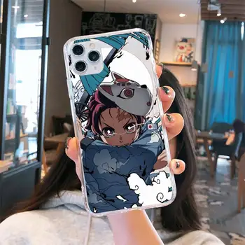 Japonijos Anime Kimetsu nr. Yaiba Telefono dėklas Permatomas iPhone 6 7 8 11 12-os mini pro X XS XR MAX Plius padengti funda shell