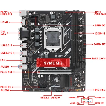 JGINYUE B360 plokštė LGA 1151 parama Intel Core i3/i5/i7, 8-oji/9-oji procesorius DDR4 32G atmintis M. 2 NVME USB3.0 MATX B360M-VDH
