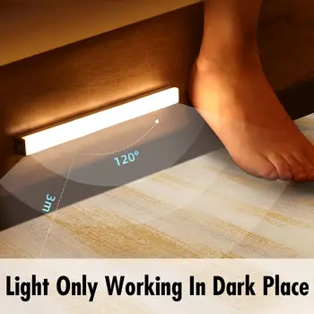 Judesio Jutiklis LED Naktį Žibintai USB Įkrovimo Sienos Lempos Virtuvės Spinta, Spintelė lempos Laiptai Spinta Kambaryje Šviesos Eilėje