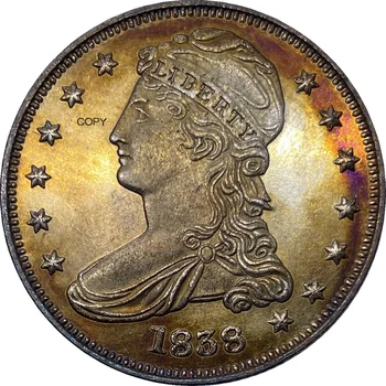 Jungtinės amerikos valstijos 1838 ½ Doleris Apribota Krūtinė Pusę Dolerio Cupronickel Padengti Sidabro Monetos Kopija