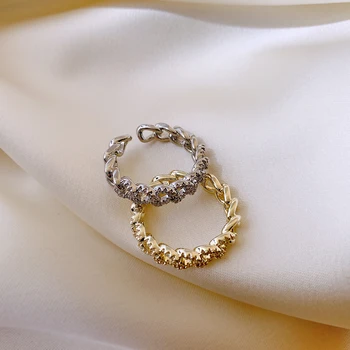 Korėjos Mados Twist Grandinės Atidaryti Žiedas Prabanga Micro-inkrustacijos Cirkonis Atidarymo Žiedai Moterys, Merginos Piršto Žiedą, Vestuvės