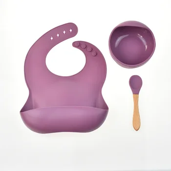 Kūdikių stalo naujų maitinimosi rinkinys kūdikių maisto kokybės silikono stalo threepiece nustatyti, kombinezonai su antkrūtiniais gyvis dubenyje šaukštu motinos-vaiko stalo