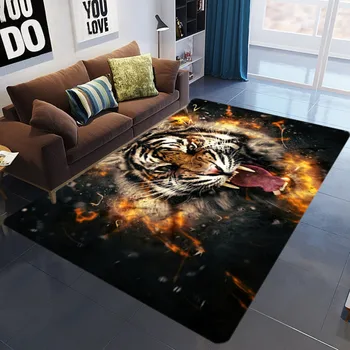 Kūrybinės Vaikų Tigras, liūtas 3D Spausdinimo Kilimai Gyvenimo Kambario, Miegamasis Plotas Pledai Minkšta Flanelė, neslidžia, Vaikų Kambarys Nuskaityti Grindų Kilimėlis