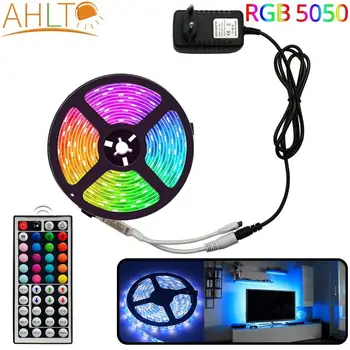LED Šviesos Juostelės RGB 5050 SMD 2835 TV Juosta, Apšvietimas, Apšvietimo Lempos, Stalo Lempos Diodų Dekoracija Nuotolinio Valdymo Adapteris