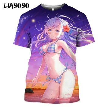 LIASOSO 3D Spausdinimo Unisex Anime Princesė Prisijungti! ReDive Seksuali Mergina Bikini marškinėliai Atsitiktinis Hip-Hop Megztinis trumpomis Rankovėmis Marškinėlius Viršūnės