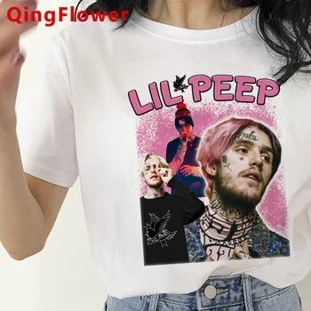 Lil Peep t-shirt moterims, baltos spalvos marškinėliai derliaus harajuku pora grunge marškinėlius rūbų, grafinis tees moterų estetines