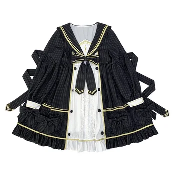 Lolita japonų arbatos šalis, brangioji lėlės antkaklio, tamsiai gotikos jk vienodas lolita ilgomis rankovėmis suknelę, retro sailor cosplay loli