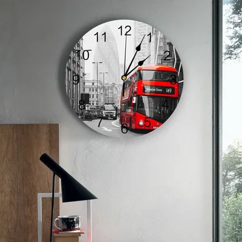 Londono Gatvės Raudonų Autobusų Sieninis Laikrodis Virtuvės Namų Kambarį Miegamojo Dekoratyviniais Vaikų Kambario Sienos Kabo Dekoro Laikrodžiai
