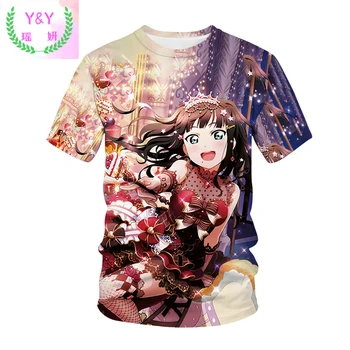 Love Live T-shirt Anime Stiliaus Vyrų, Moterų Streetwear Atsitiktinis Mados Tees Viršūnes Hip-Hop Unisex Drabužių Kawaii Girl 3D Spausdinimo Apykaklės
