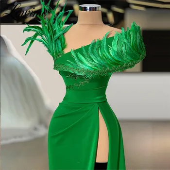 Lowime Žalios Plunksnos Oficialų Vakarinę Suknelę 2021 Artimųjų Rytų, V Kaklo Dubajus Arabų Šalis Suknelė Vestuvėms Rūbeliai Prom Dresses Ilgai