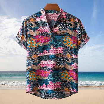 Mada Karšto Pardavimo Vyrai Havajų Gėlė-spausdinimo Trumpas Rankovės Streetwear Modelio Gėlių Marškinėliai Atsitiktinis Havajų Atostogų Camisa Viršų