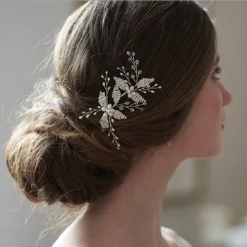 Mados Perlų Plaukų Įrašą Moterų Nuotakos Elegantiškas korėjos Gėlių Dizainas Snap Žiburių Stick Staigius Plaukų Formavimo Priedai