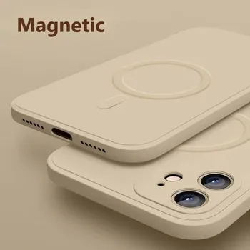 Magnetinio Originalus Skystis Silikono Atveju IPhone, 12 Pro Max Mini Belaidė Prabanga Magnetinio Minkštas gaubtas, skirtas 