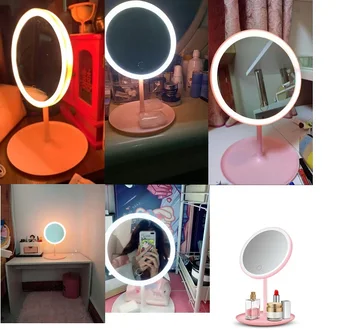 Makiažo veidrodis su led šviesos Ponios Veidą, Veidrodis, Reguliuojamas mygtukinis apšvietimo Reguliatorius USB Led Tuštybės Veidrodis, Stalas Stalas Kosmetinis Veidrodis