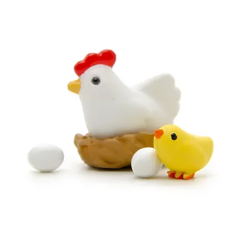 Mažai Geltona Chicke Kiaušinių Vištų Pav Smulkių Gyvūnų Ornamentais Mini Mielas Modelis Pasakų Sodas Moss Miniatiūriniai Žaislai, Namų Dekoro Priedų