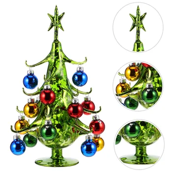Mažos Stiklo Miniatiūrų Stalo Kalėdų Eglutė Kalėdų Medžio Apdaila Ornamentu
