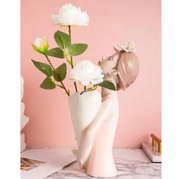 Mergina Figūrėlės Gėlių Vaza Sodinamoji Puodą Dervos Darbalaukio Miegamasis Stalas Skulptūra