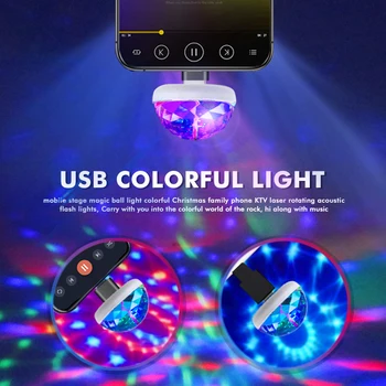 Mini USB LED Disco DJ Scenos Šviesos Nešiojamų Šeimai Šalis Kamuolys Spalvinga Šviesos Juosta Klubas Etapo Poveikį Lempa, Mobilusis Telefonas Šviestuvai