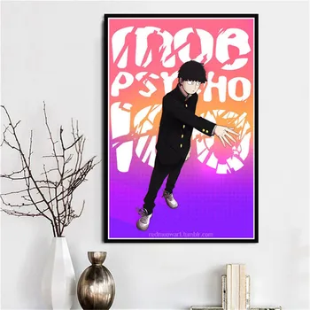 Mob Psicho 100 Drobės Tapybos Anime Plakatai ir Spausdinant Nuotraukas ant Sienos Derliaus Filmą 