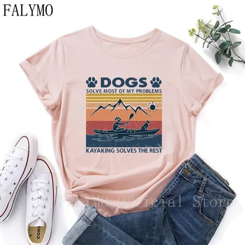 Moteriški Šunys Išspręsti Daugumą Savo Problemų, Baidarės Išsprendžia Poilsio marškinėliai trumpomis Rankovėmis Medvilnės Vasaros Viršūnes Moterų Grafinis T-shirts