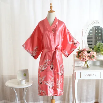 Moterų Atsitiktinis Yukata Skraiste Viskozė Satino Sleepwear Pižamą Vasaros Kimono Seksualus Chalatas Vestuvių Nuotaka Bridesmaid Padažu Suknelė