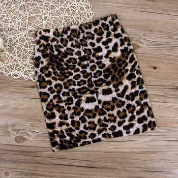 Moterų Aukšto Juosmens Leopardas Spausdinti Bodycon Atsitiktinis Clubwear Slim Mini Sijonas, Dydis S-L