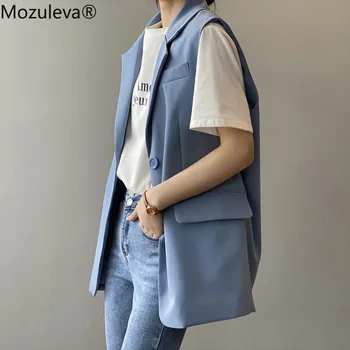 Mozuleva Naujas 2021 Office Ponios Tiesiog Rankovių Vieną Krūtinėmis Švarkas Liemenė Moterims Laisvalaikio Kostiumas Striukė Kokybės Outwear Viršūnės