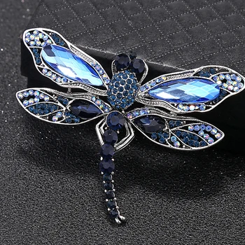 Mėlyna Kristalų Derliaus Dragonfly Sages Moterims Aukštos Klasės Mados Vabzdžių, Sagės, Segtukai, Kailis Reikmenys, Gyvūnų Papuošalai, Dovanos