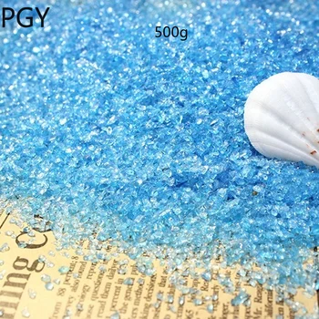 Mėlyno stiklo smėlio, spalvotų granulių, spalvotas smėlis, žuvų bako dugno smėlis, akvariumo kraštovaizdžio, akmens, dekoratyvinis smėlio apačioje