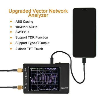 NanoVNA-H Vektoriaus Tinklo Analizatorius, Nešiojamasis VNA Antenos Analizatorius Rinkinys su 10KHz-1,5 GHz, 2.8 Colių LCD Ekranas Neliesti
