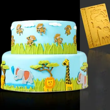 Nauja Zoo Gyvūnų Džiunglių Pasaulio liūtas žolės beždžionė Silikono Formos Tortas Nėrinių Apdaila Minkštas Cukraus dekoravimo tortas minkštas Pyragas Įrankis
