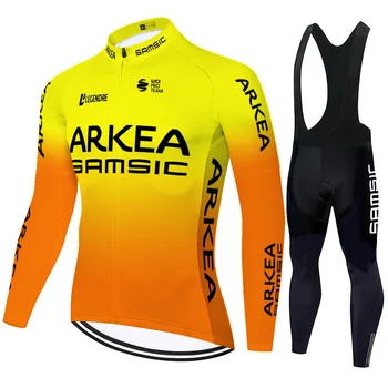 Naujas ARKEA Vasarą, pavasarį KOMANDA roupa ciclismo tenue cycliste homme ilgomis rankovėmis Dviračių džersis dviračių kelnės, kombinezonai su antkrūtiniais dviratį vienodas