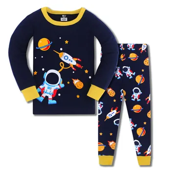 Naujas Atvykimo Kosmoso Raketų Spausdinti Sleepwear Rudens Žiemos Kūdikių Pižamos 3-8T Vaikų Mados Namų Drabužių Rinkinys 2 Vnt Kostiumai