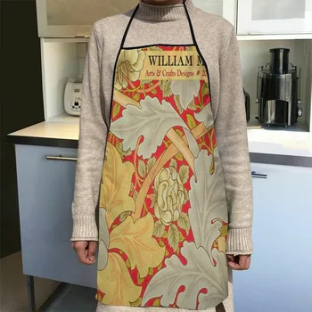 Naujas Atvykimo William Morris Meno Prijuostė Virtuvės Prijuostės Moterų Oksfordo Audinys Valymo Pinafore Namų Virtuvė Priedai Prijuostė
