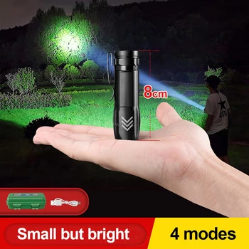 NAUJAS Mini Pocket led Žibintuvėlis usb USB Įkrovimo Nešiojamas žibintuvėlis Keychain Žibinto Lempa, Žygiai flash šviesos Kempingas Šviesos