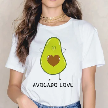 Nauji karšto pardavimo spausdinti kawaii animacinių filmų laisvalaikio moteriški marškinėliai grafika avokadų avokado trumpas rankovės marškinėliai