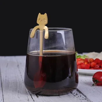 Nerūdijančio Plieno Kavos Šaukštas Mielas Kačiukas Stalo Šaukštas Stalo Įrankius Ledų Šaukštelis Desertui Užkandžių Stalo Reikmenys, Virtuvės Reikmenys