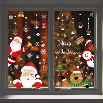 Nuimamas Kalėdų Sienų Lipdukai dvipusis Statinio Lango Stiklo Lipdukai Kalėdų Dekoro Vaikų Kambario Sienų Lipdukai Naujųjų Metų Lipdukai