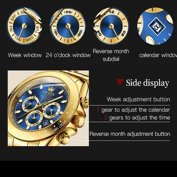 OLEVS Prabangių Vyrų Automatinis laikrodis Aukso Stainelss Plieno, atsparus Vandeniui Mechaninis Laikrodis Savęs Likvidavimo Mens Watch Data Reloj Hombre